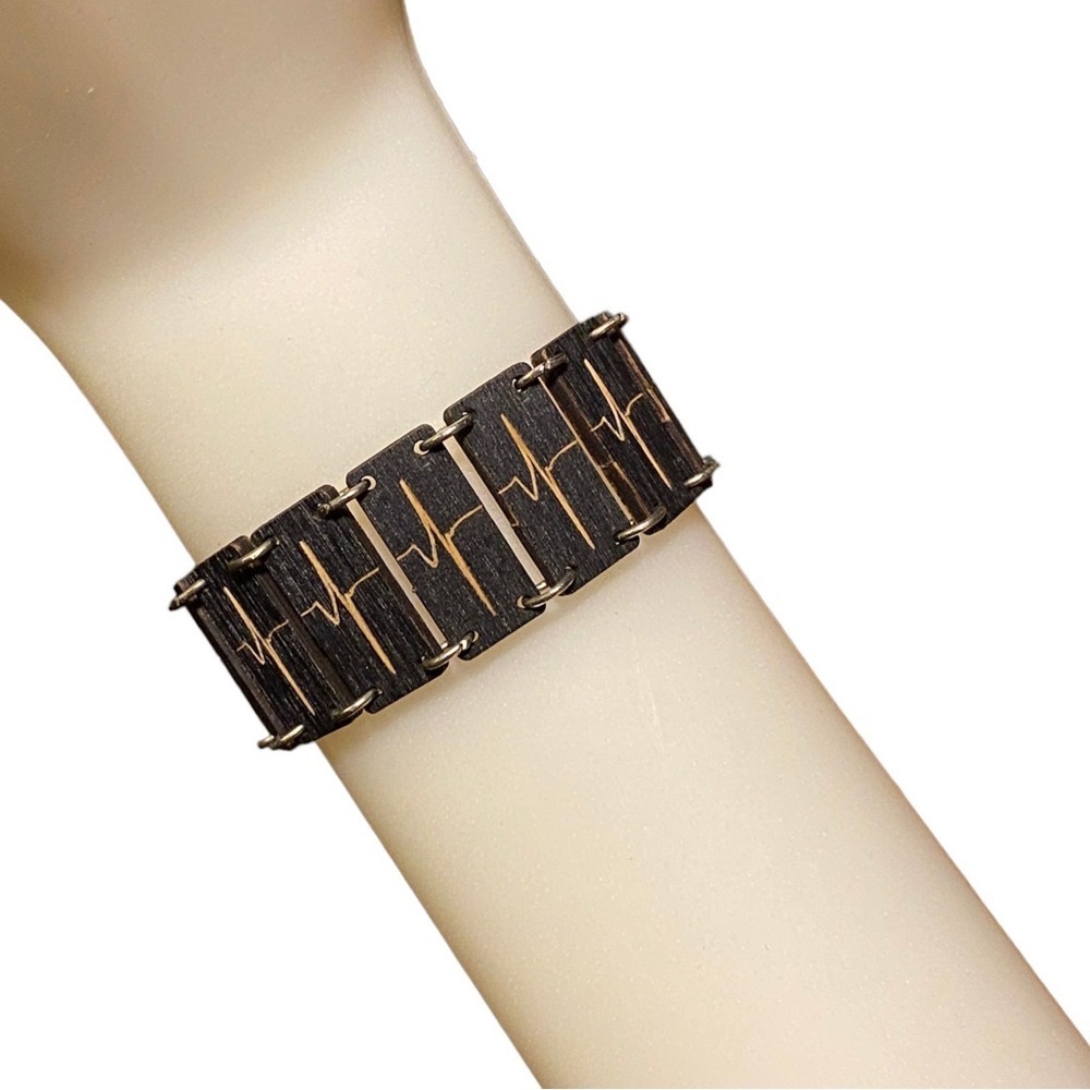 Women’s EKG Heart Beat Bracelet - Laser Cut From Reforested Wood